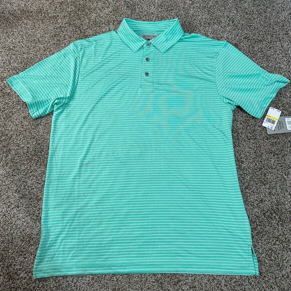 PGA TOUR Men's Striped Golf Polo Shirt In Cockatoo - Picture 11 of 16